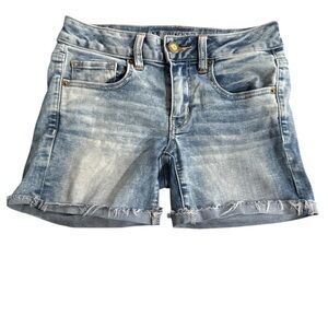 American Eagle Blue Distressed Jean Shorts